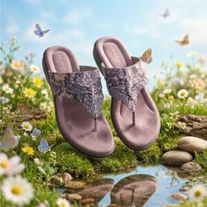 SOUL Naturalizer snakeskin flip-flops size 9